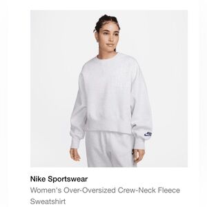 Nike Women's Oversized Crew-Neck Fleece Sweatshirt in White